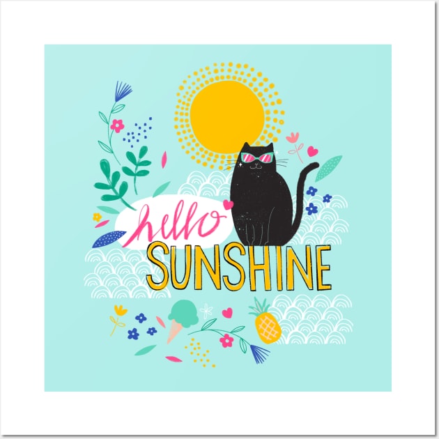 Hello Sunshine Cat Wall Art by Michele Norris